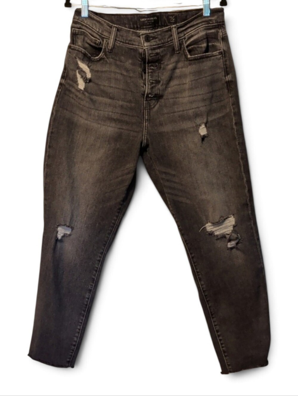 Lucky Brand Washed Black Distressed High-Rise Jeans